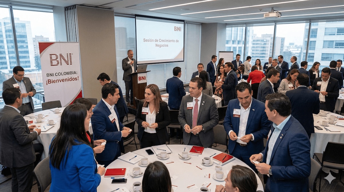 Empresarios en reunión de networking en Bogotá